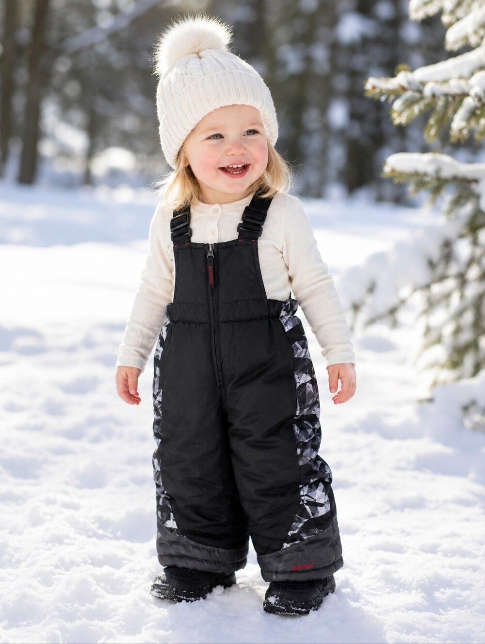 Pacific Trail Toddler Snow Bib Overalls 24M Black Gray Insulated Ski Pants Y